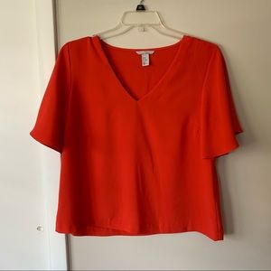 NWOT H&M Short Sleeved Crepe Red Blouse
